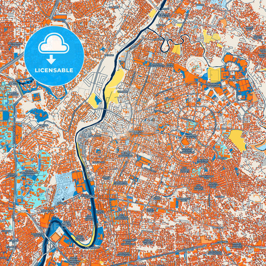 Colorful Marikina Street Map with Labels and Buildings