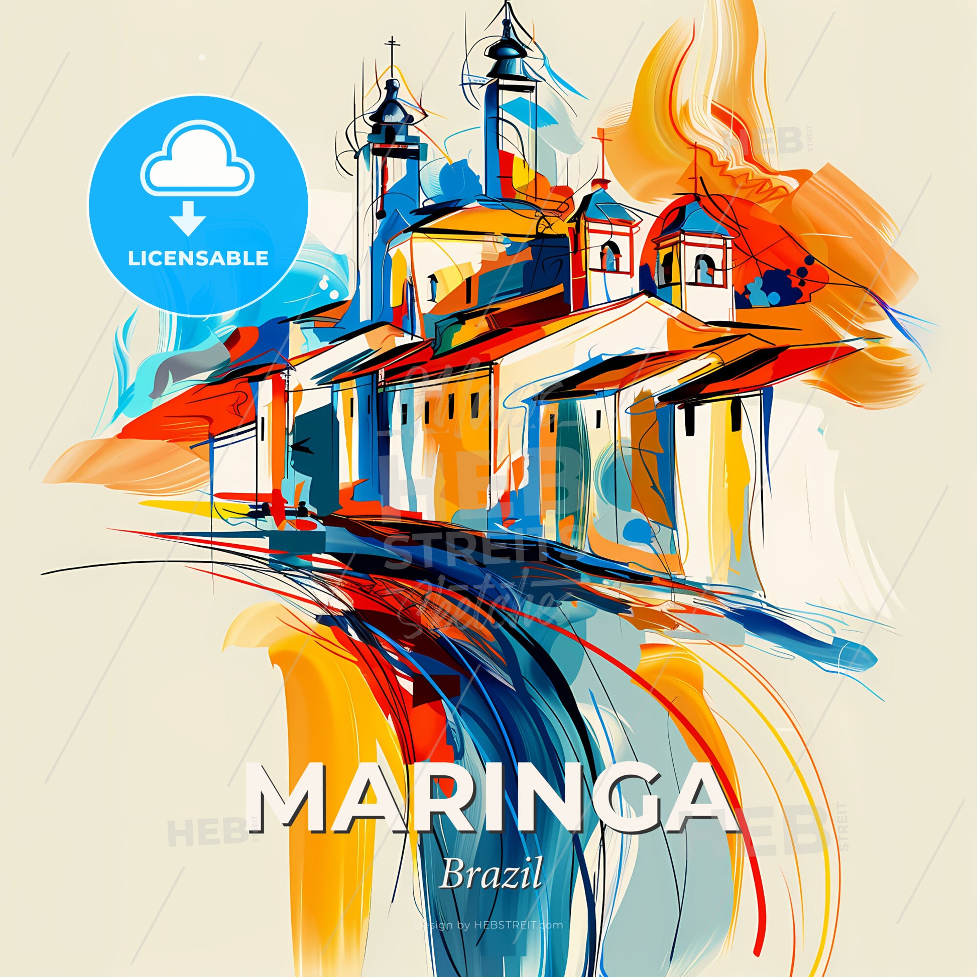 Vibrant Maringa, Brazil - A Painting Of A Building - Square format print template