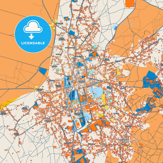 Colorful Marinha Grande Street Map with Labels and Buildings