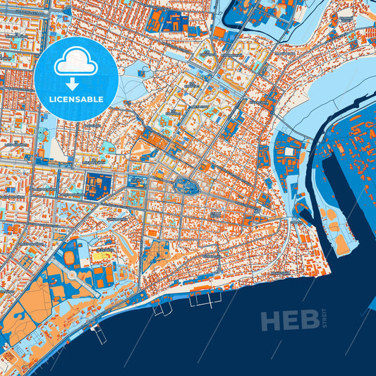 Colorful Mariupol Street Map with Labels and Buildings