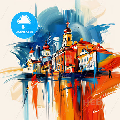 Vibrant Маріупол, Ukraine - A Painting Of A Building