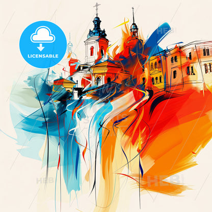 Vibrant Маріупол, Ukraine - A Colorful Painting Of Buildings