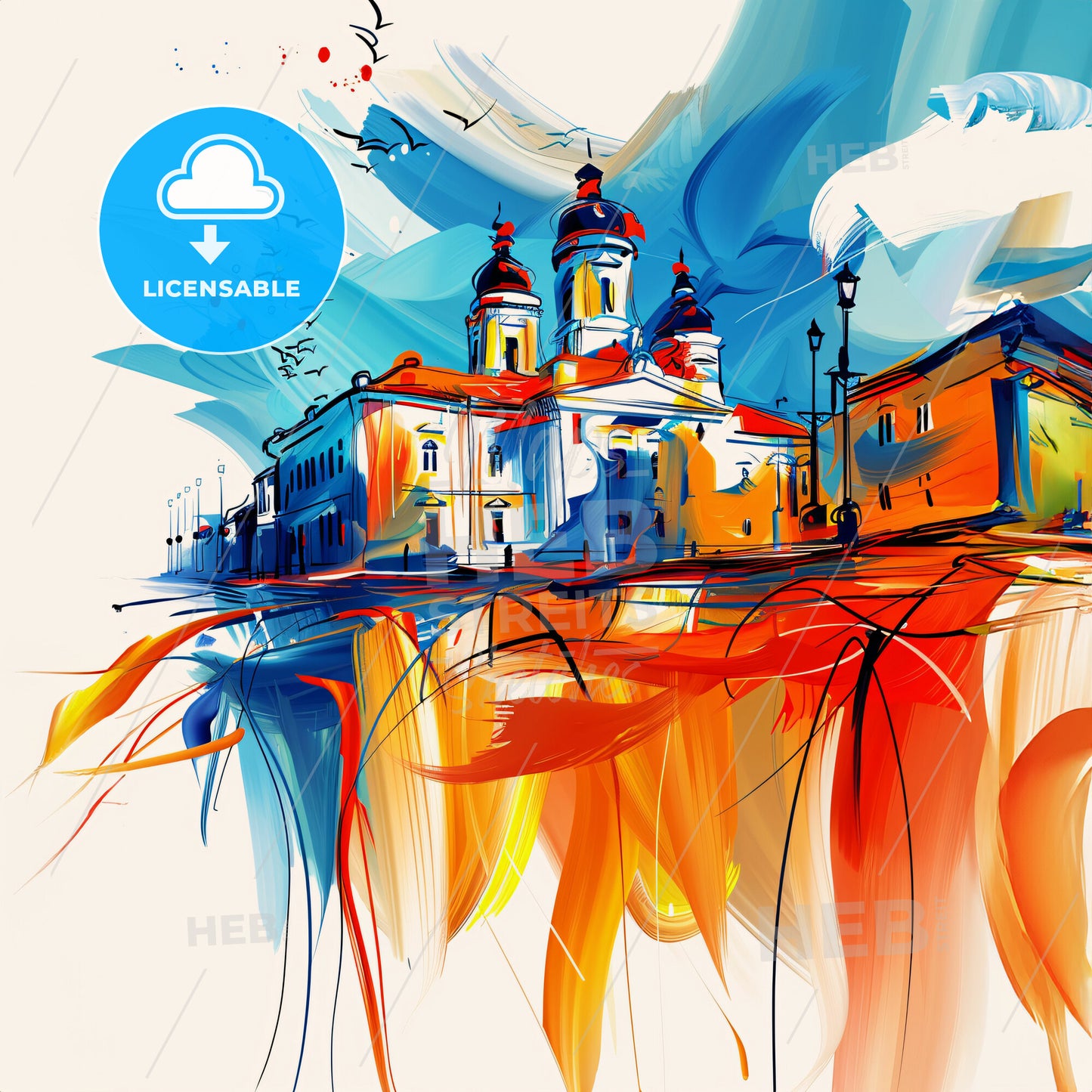 Vibrant Маріупол, Ukraine - A Painting Of A Building