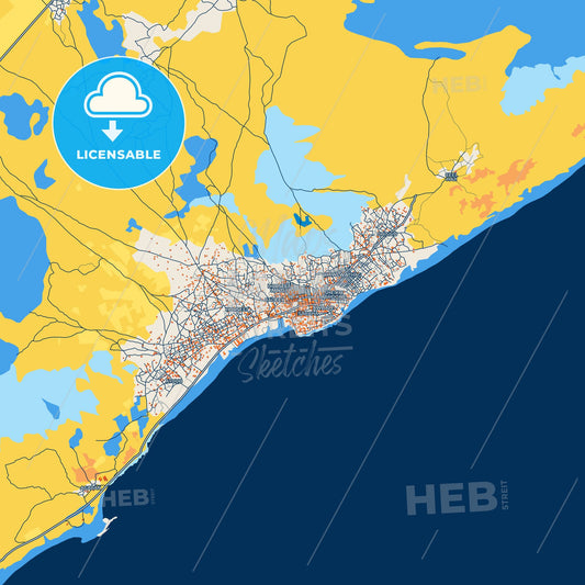 Colorful Marka Street Map with Labels and Buildings