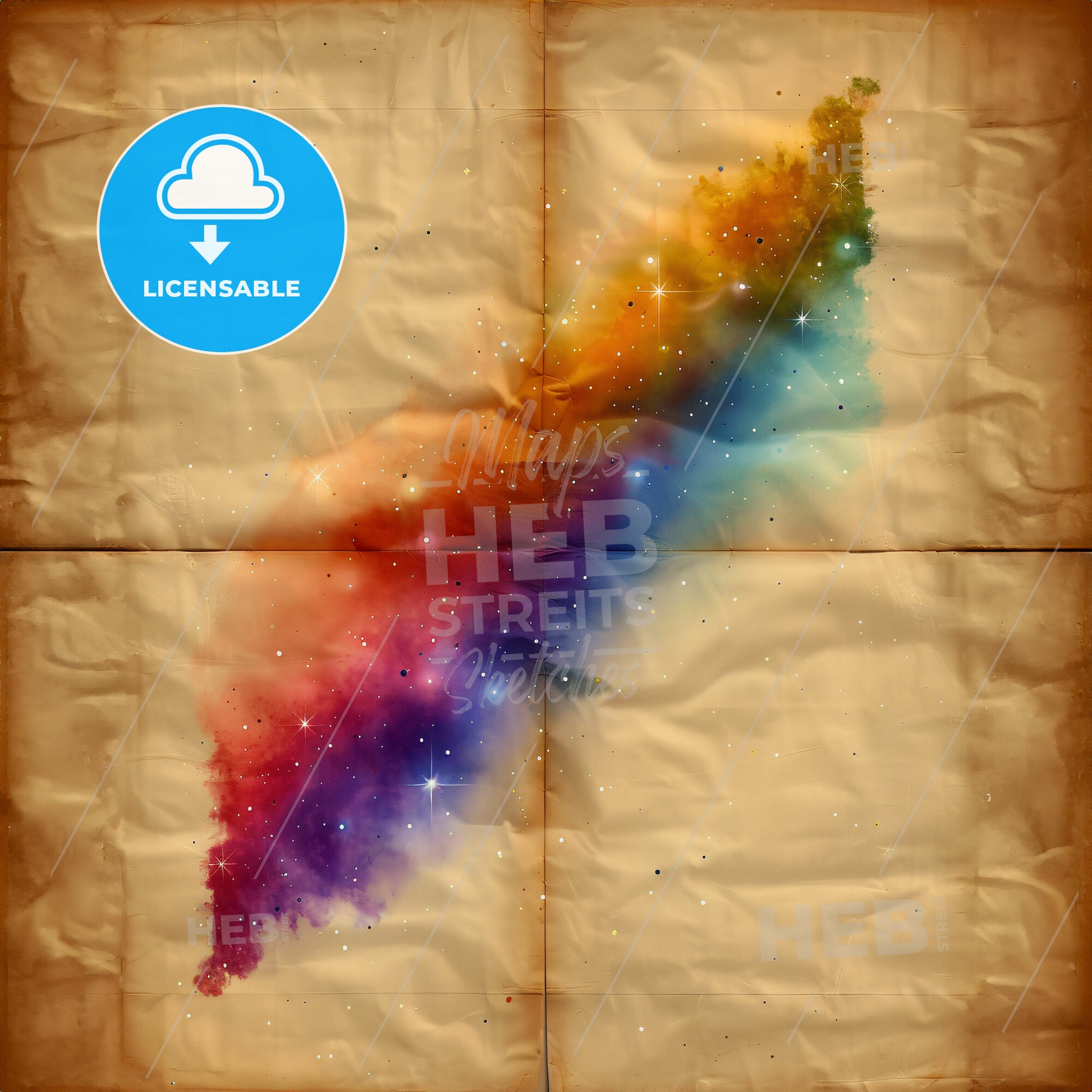 Market Movements: The Dynamics of Change - A colorful cloud of stars and a map