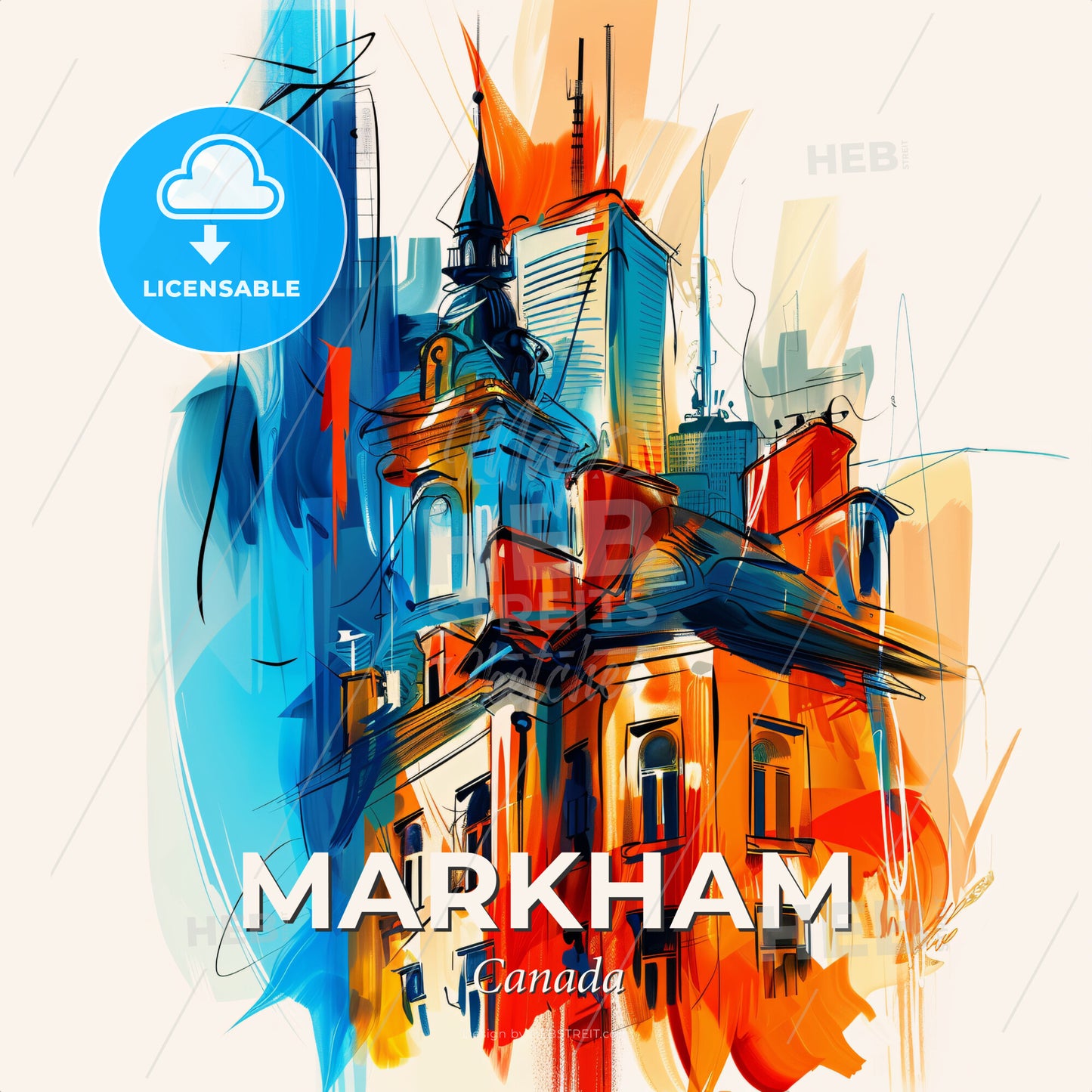 Vibrant Markham, Canada - A Painting Of A Building - Square format print template