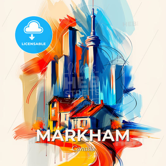 Vibrant Markham, Canada - A Painting Of A City - Square format print template