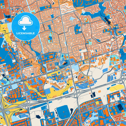 Colorful Markham Street Map with Labels and Buildings