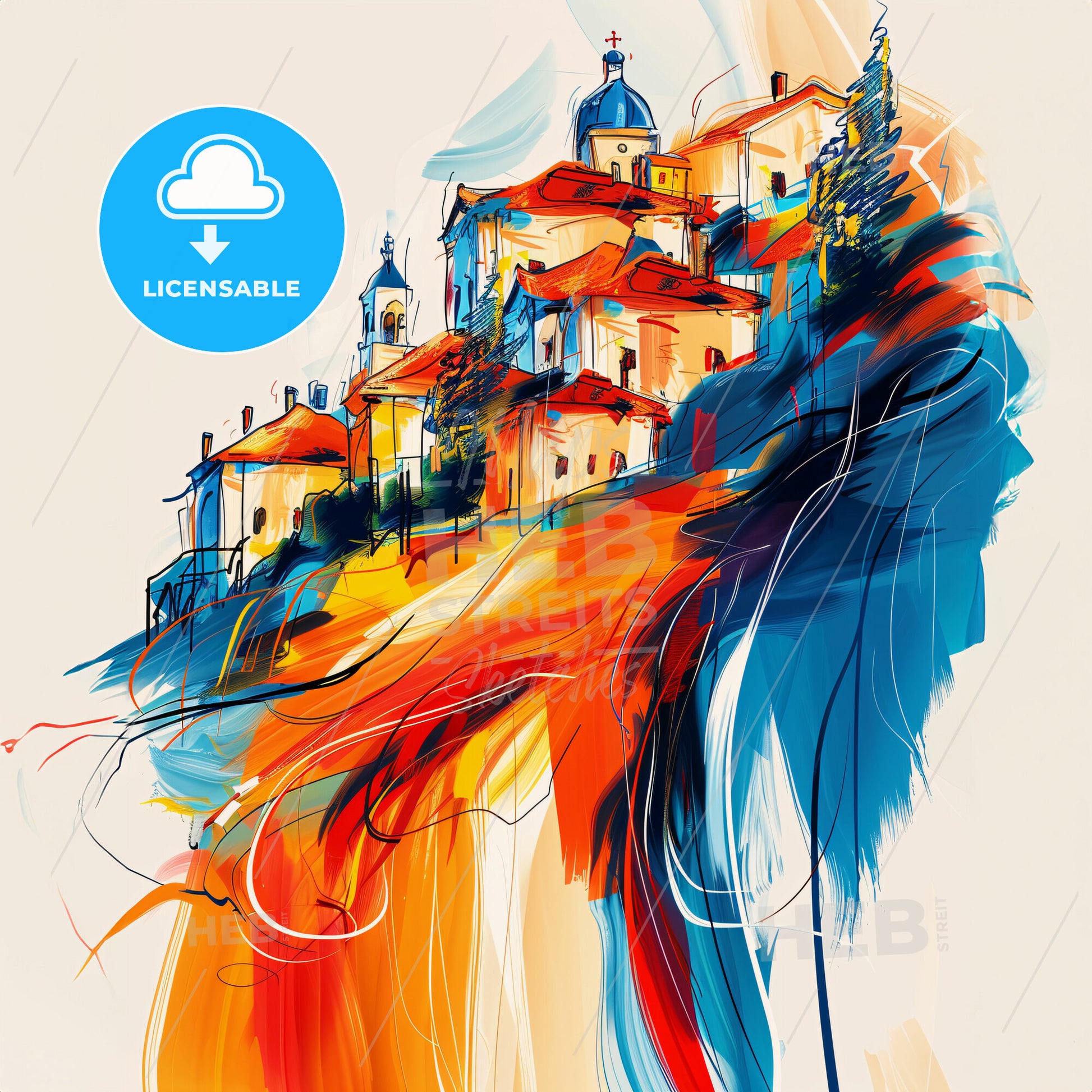 Vibrant Marousi, Greece - A Painting Of A Town