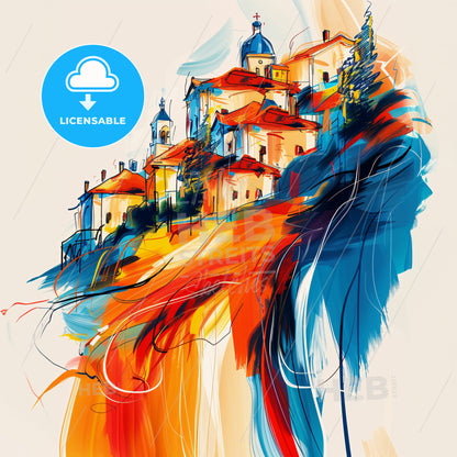 Vibrant Marousi, Greece - A Painting Of A Town