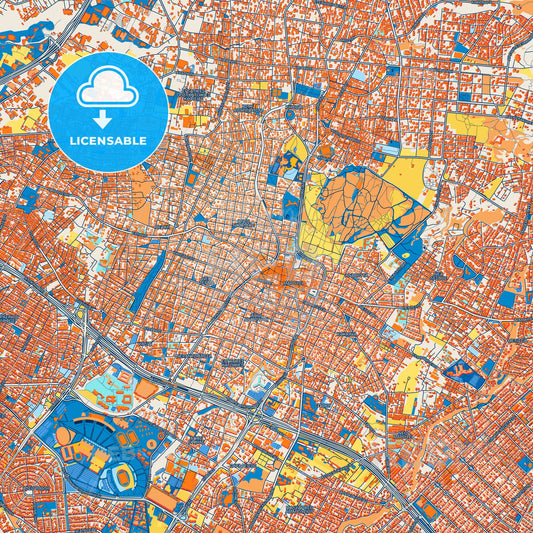 Colorful Marousi Street Map with Labels and Buildings