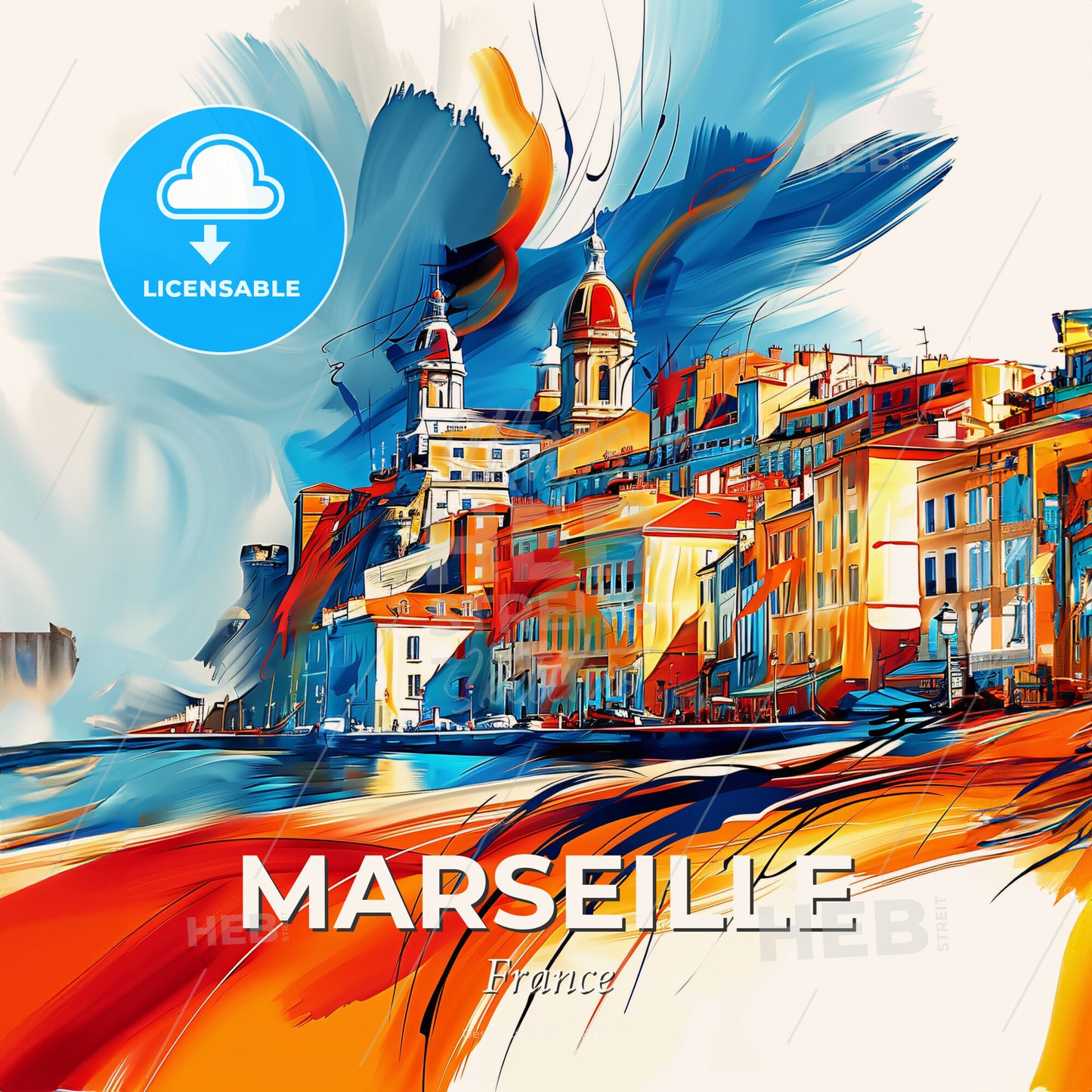 Vibrant Marseille, France - A Colorful Cityscape With Buildings And A Body Of Water - Square format print template