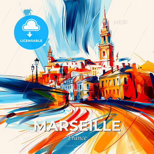 Vibrant Marseille, France - A Colorful Painting Of A City - Square format print template