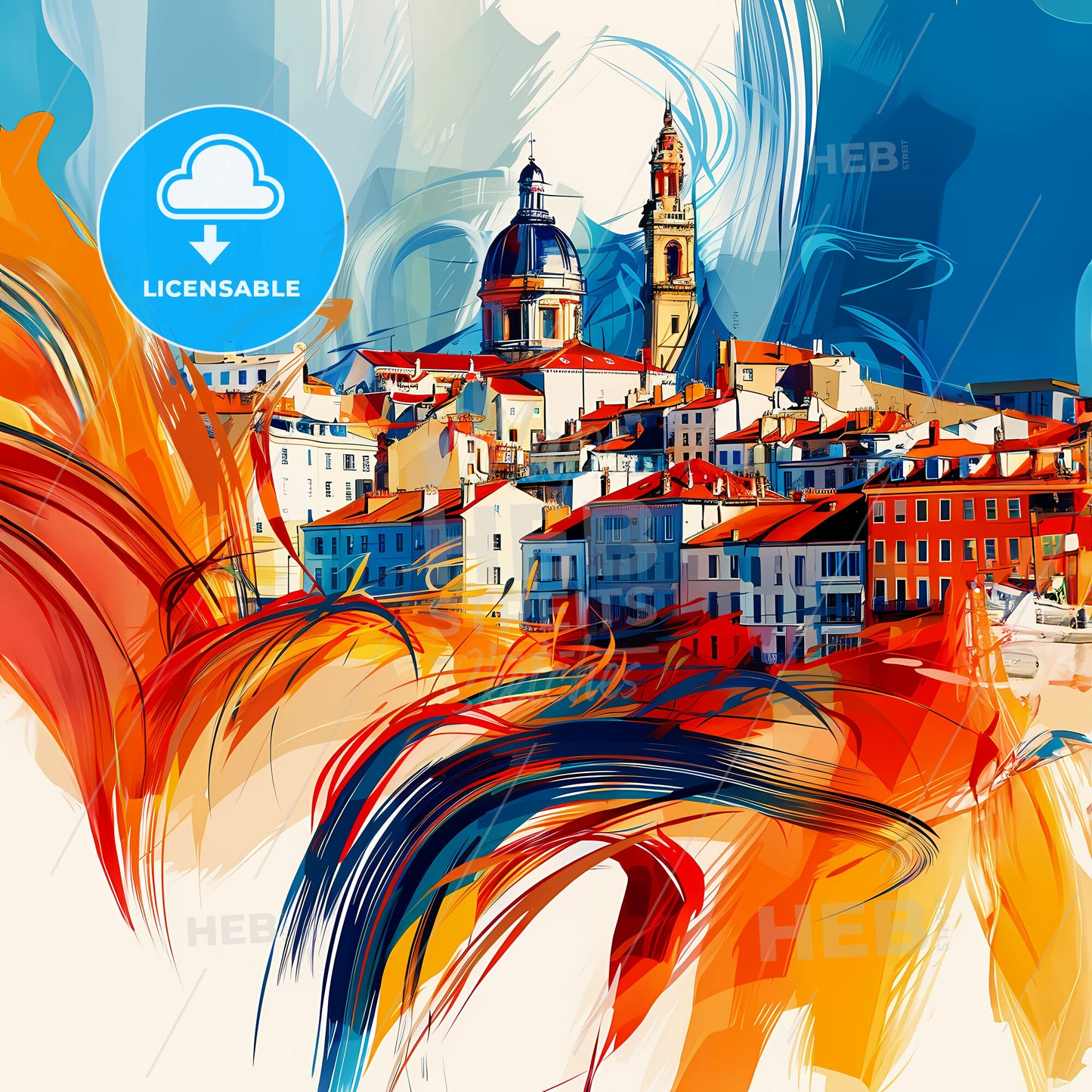 Vibrant Marseille, France - A Colorful Painting Of A City