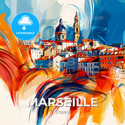 Vibrant Marseille, France - A Colorful Painting Of A City - Square format print template