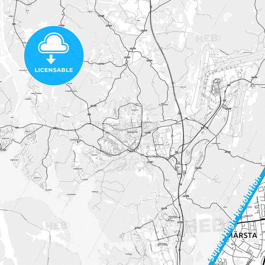 Märsta, Sweden light map with streetnames, citynames and districts
