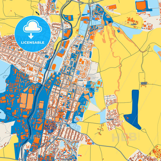 Colorful Martin Street Map with Labels and Buildings