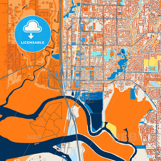 Colorful Marysville Street Map with Labels and Buildings