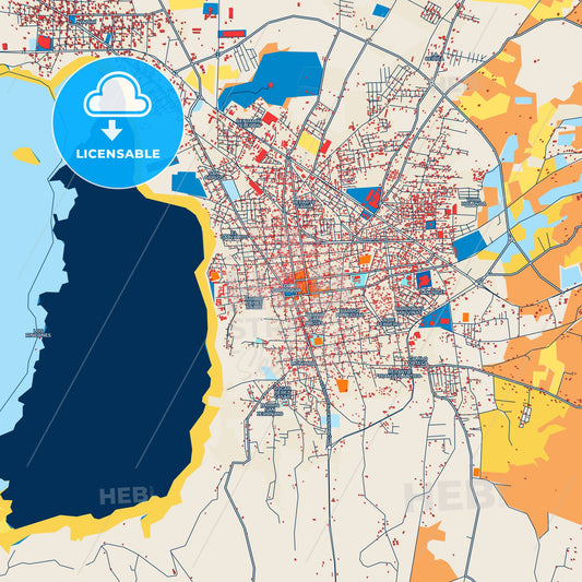 Colorful Masaya Street Map with Labels and Buildings