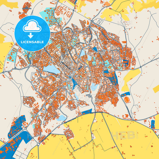 Colorful Mascara Street Map with Labels and Buildings