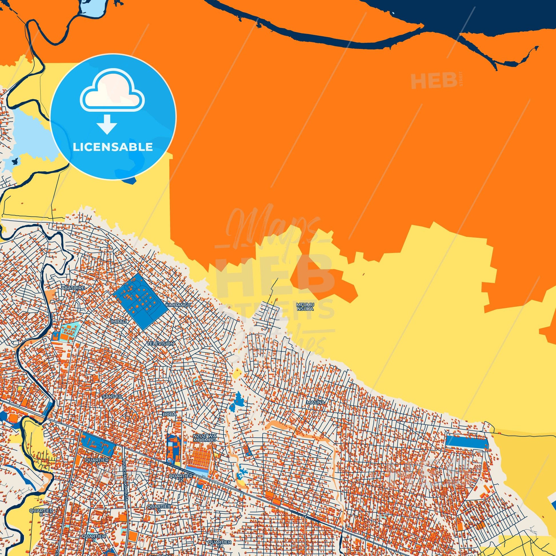 Colorful Masina Street Map with Labels and Buildings