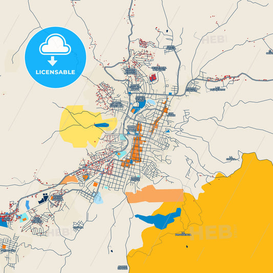 Colorful Matagalpa Street Map with Labels and Buildings