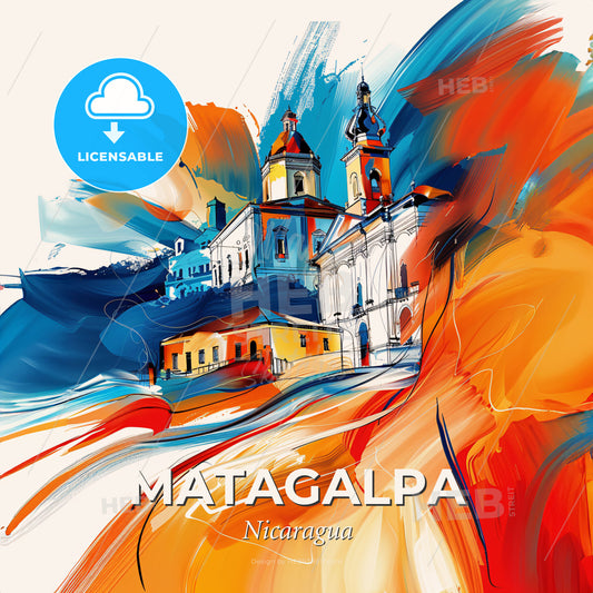 Vibrant Matagalpa, Nicaragua - A Painting Of A Building - Square format print template