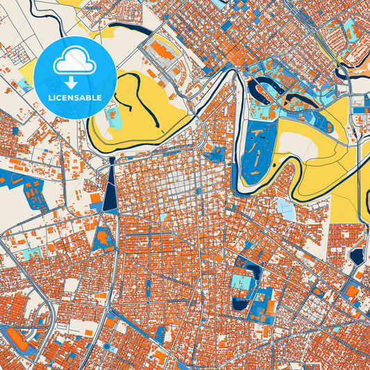 Colorful Matamoros Street Map with Labels and Buildings