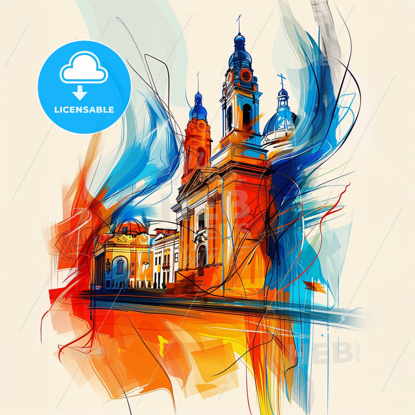 Vibrant Matamoros, Mexico - A Colorful Painting Of A Building