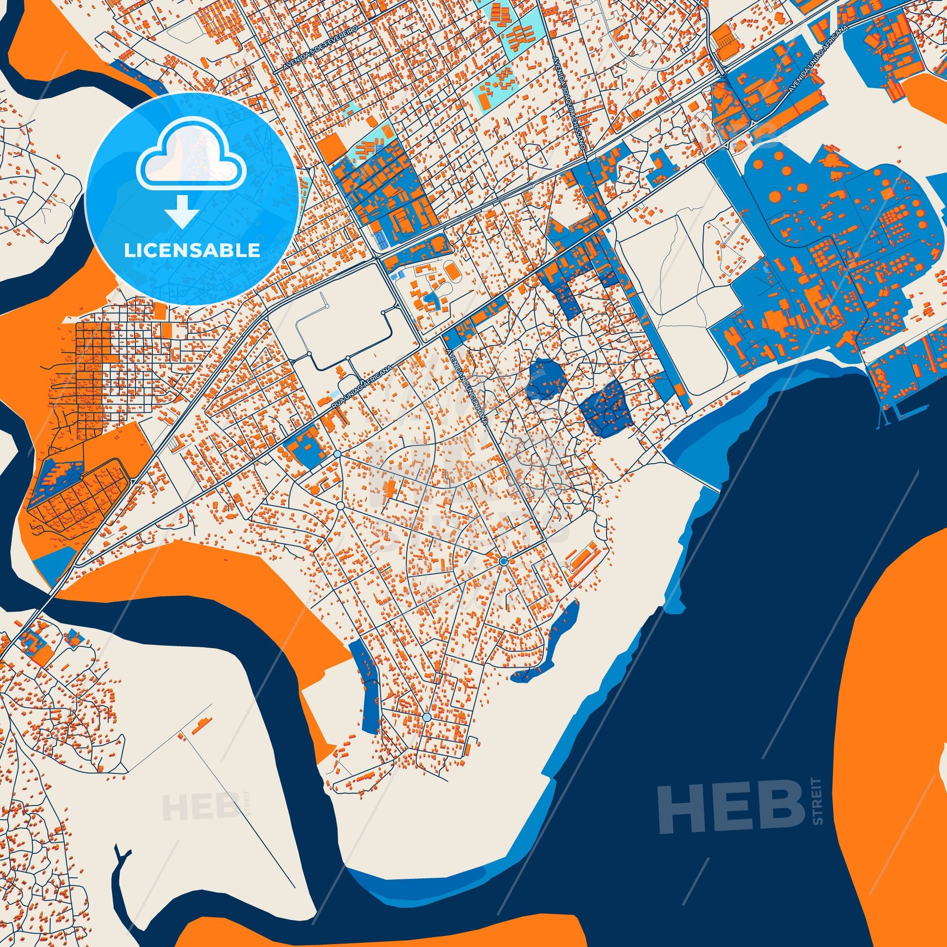 Colorful Matola Street Map with Labels and Buildings