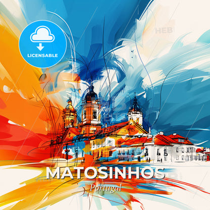 Vibrant Matosinhos, Portugal - A Painting Of A Building - Square format print template