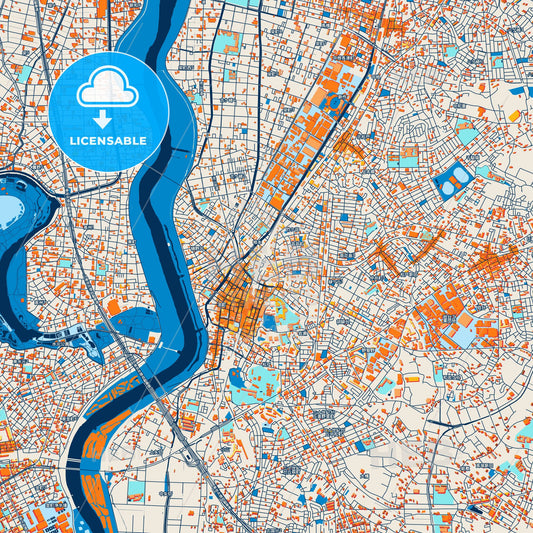 Colorful Matsudo Street Map with Labels and Buildings