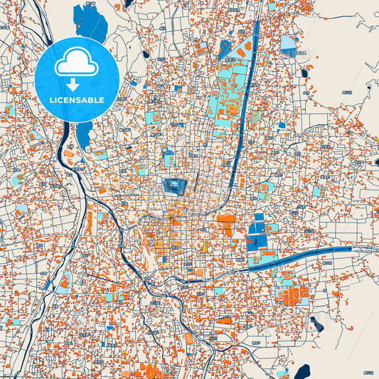 Colorful Matsumoto Street Map with Labels and Buildings