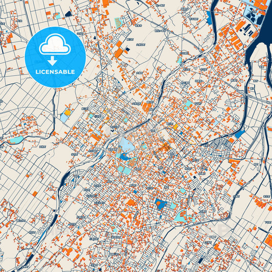 Colorful Matsusaka Street Map with Labels and Buildings