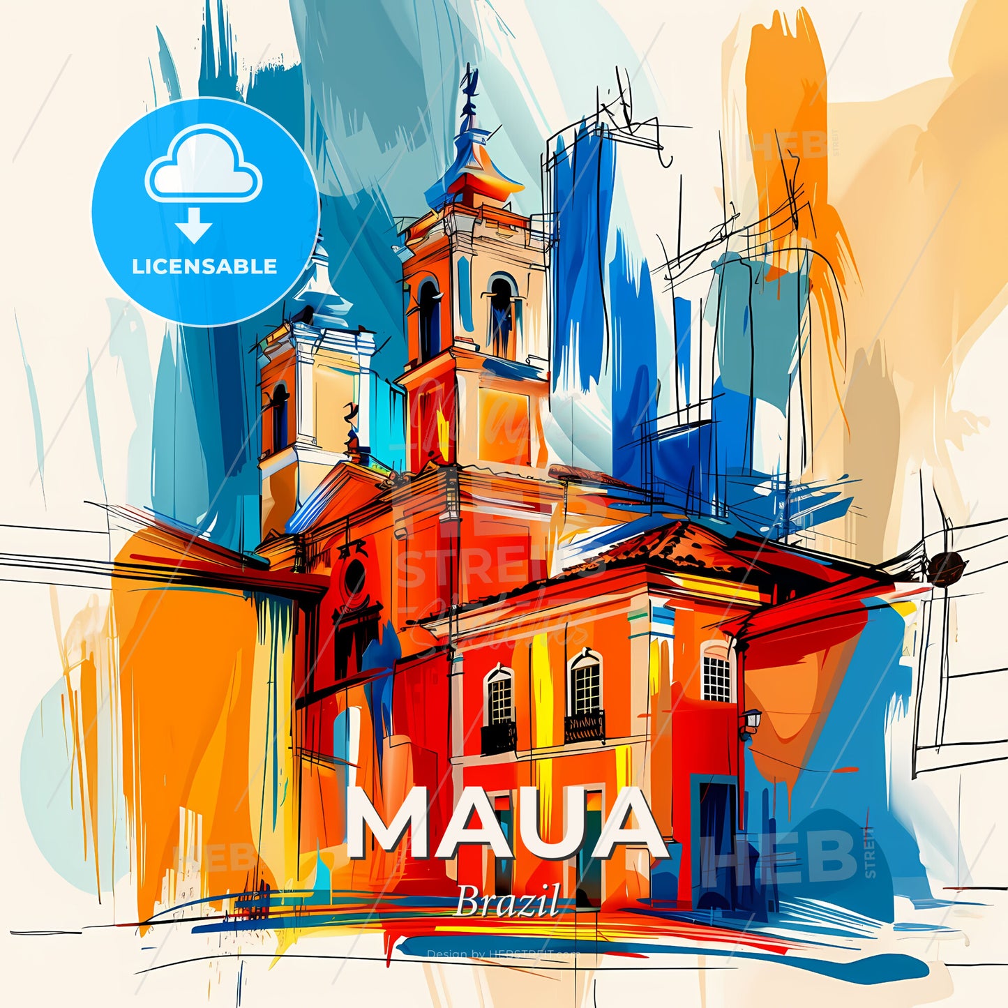 Vibrant Maua, Brazil - A Painting Of A Building - Square format print template