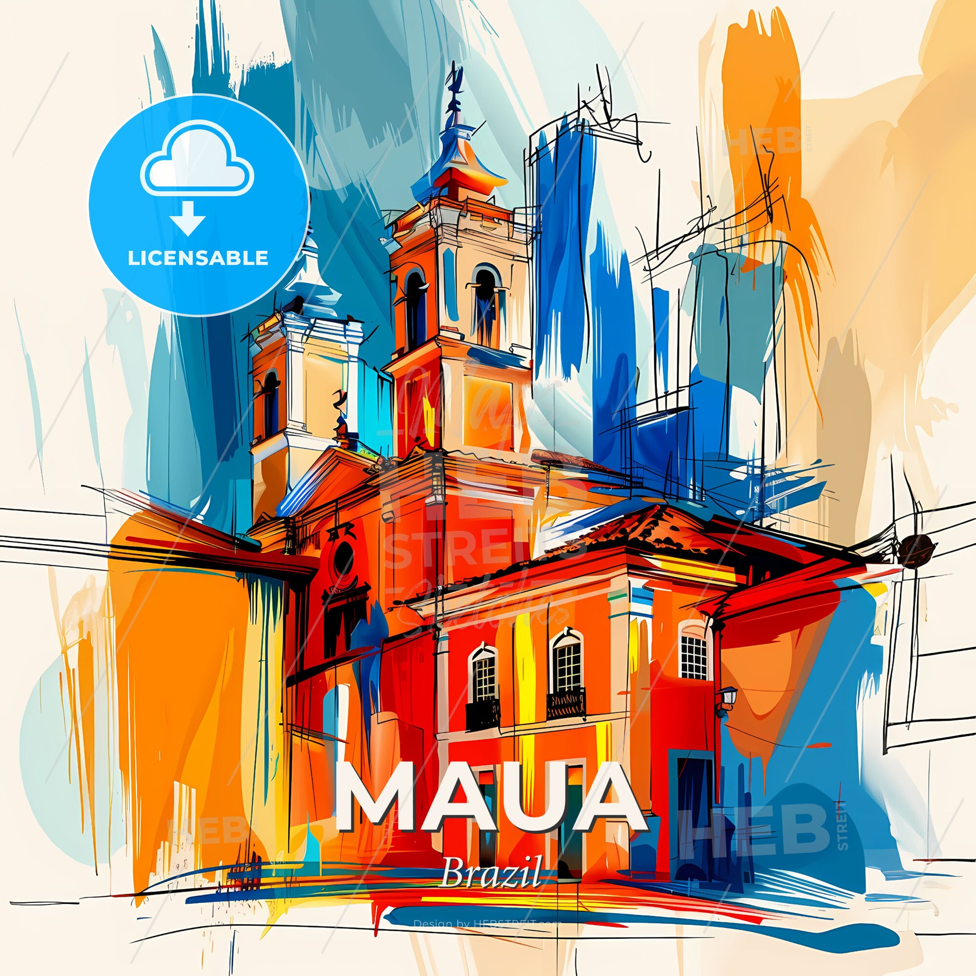 Vibrant Maua, Brazil - A Painting Of A Building - Square format print template