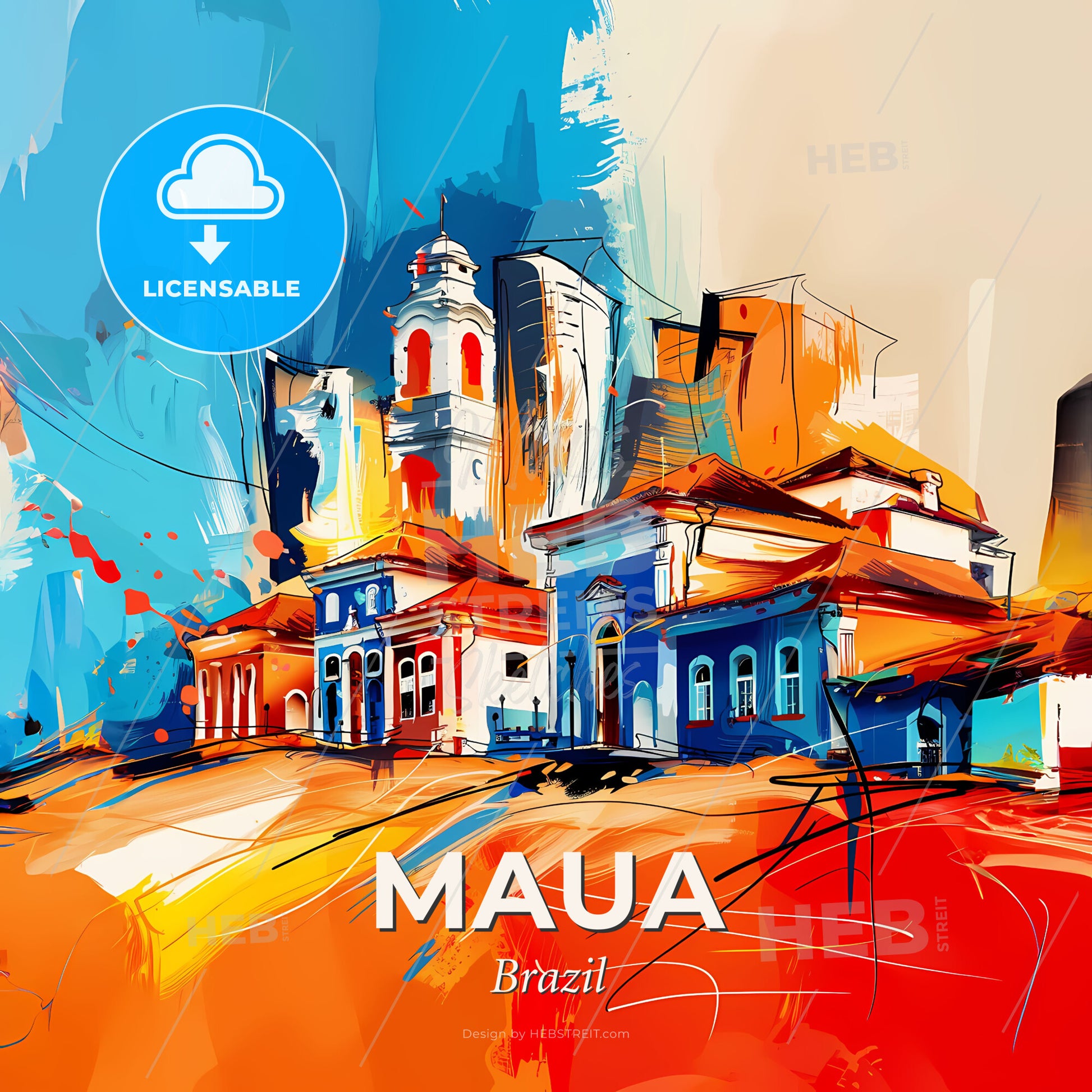 Vibrant Maua, Brazil - A Painting Of A City - Square format print template