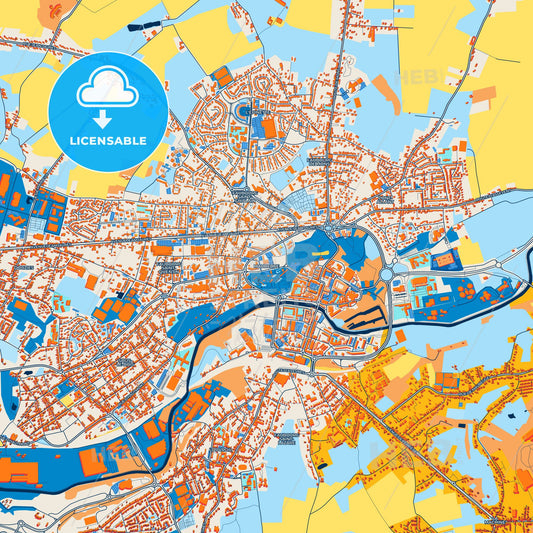 Colorful Maubeuge Street Map with Labels and Buildings