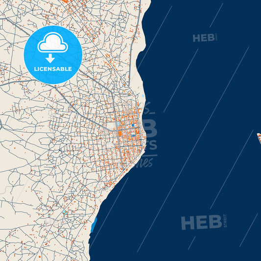 Colorful Maxixe Street Map with Labels and Buildings