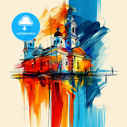 Vibrant May Pen, Jamaica - A Painting Of A Building