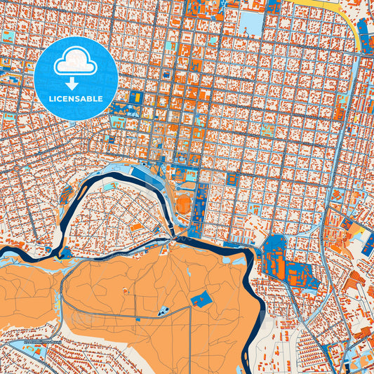 Colorful Maykop Street Map with Labels and Buildings