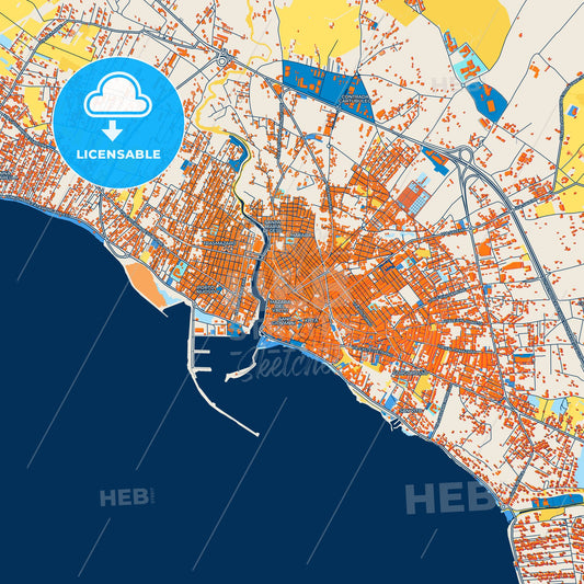 Colorful Mazara del Vallo Street Map with Labels and Buildings