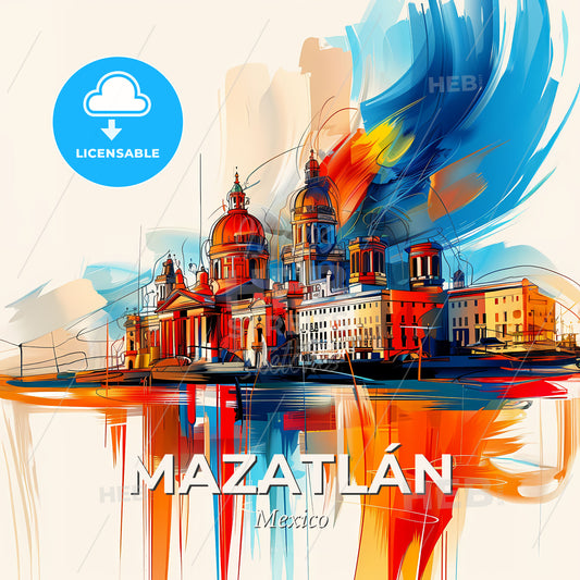 Vibrant Mazatlán, Mexico - A Colorful Painting Of A City - Square format print template