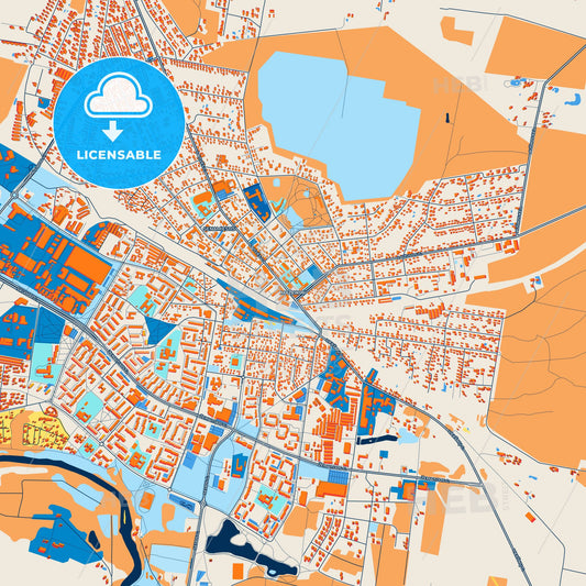 Colorful Mažeikiai Street Map with Labels and Buildings