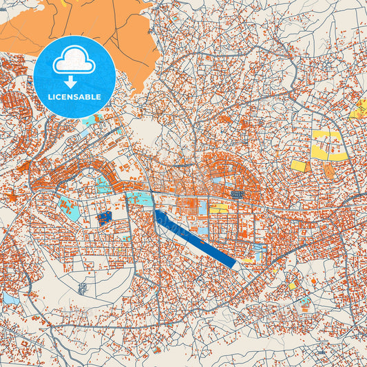 Colorful Mbeya Street Map with Labels and Buildings