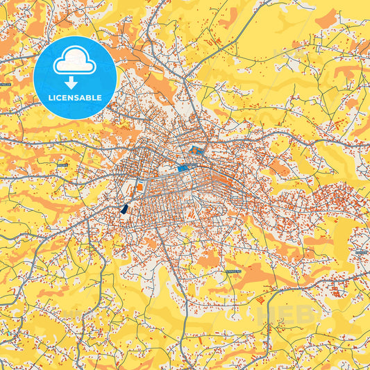 Colorful Mbouda Street Map with Labels and Buildings