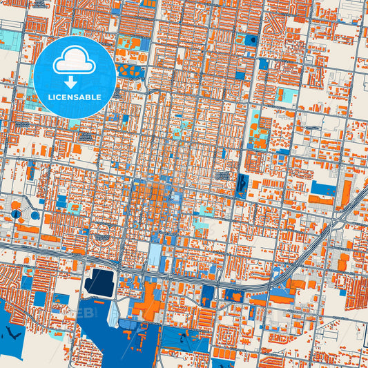 Colorful McAllen Street Map with Labels and Buildings