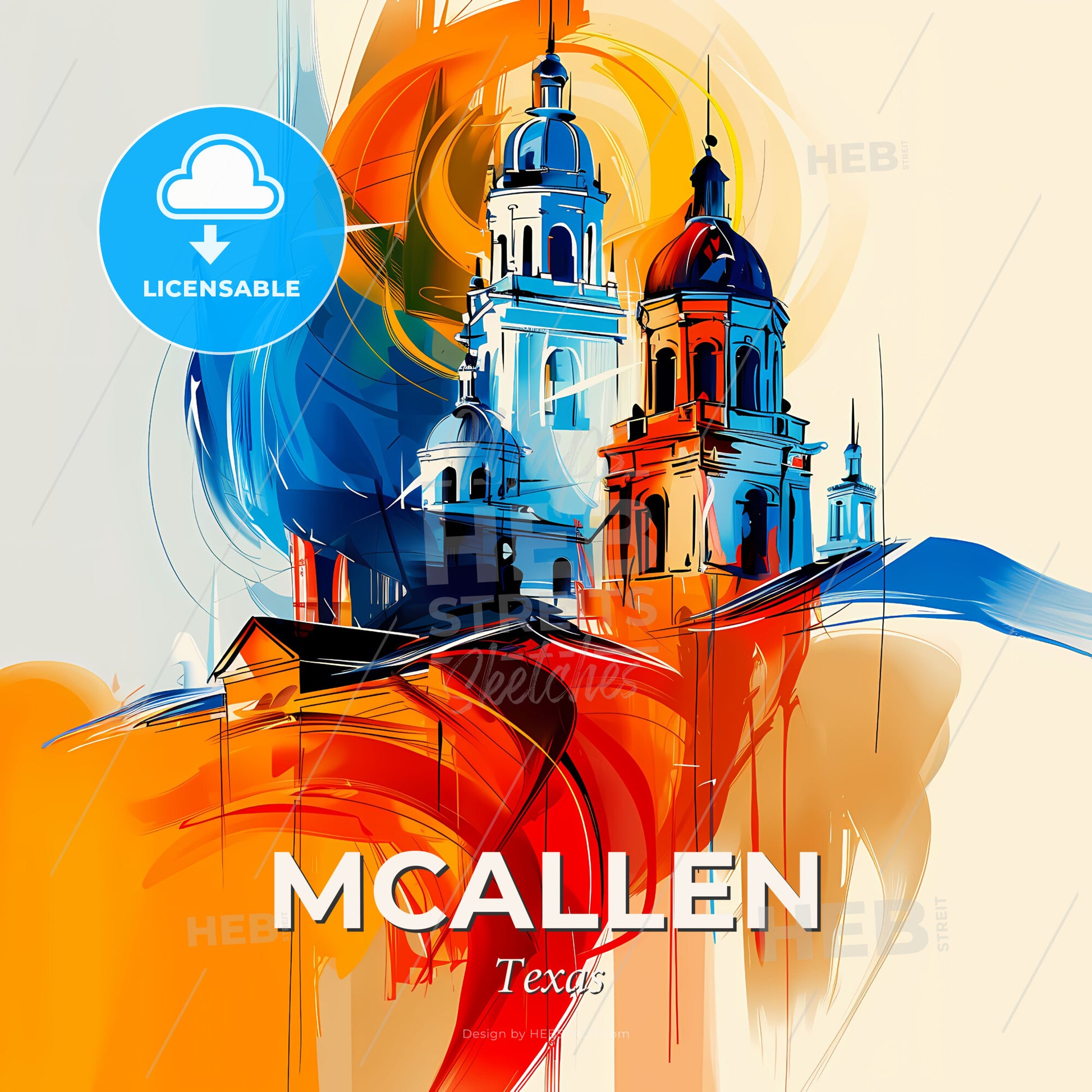 Vibrant Mcallen, Texas - A Painting Of A Building - Square format print template