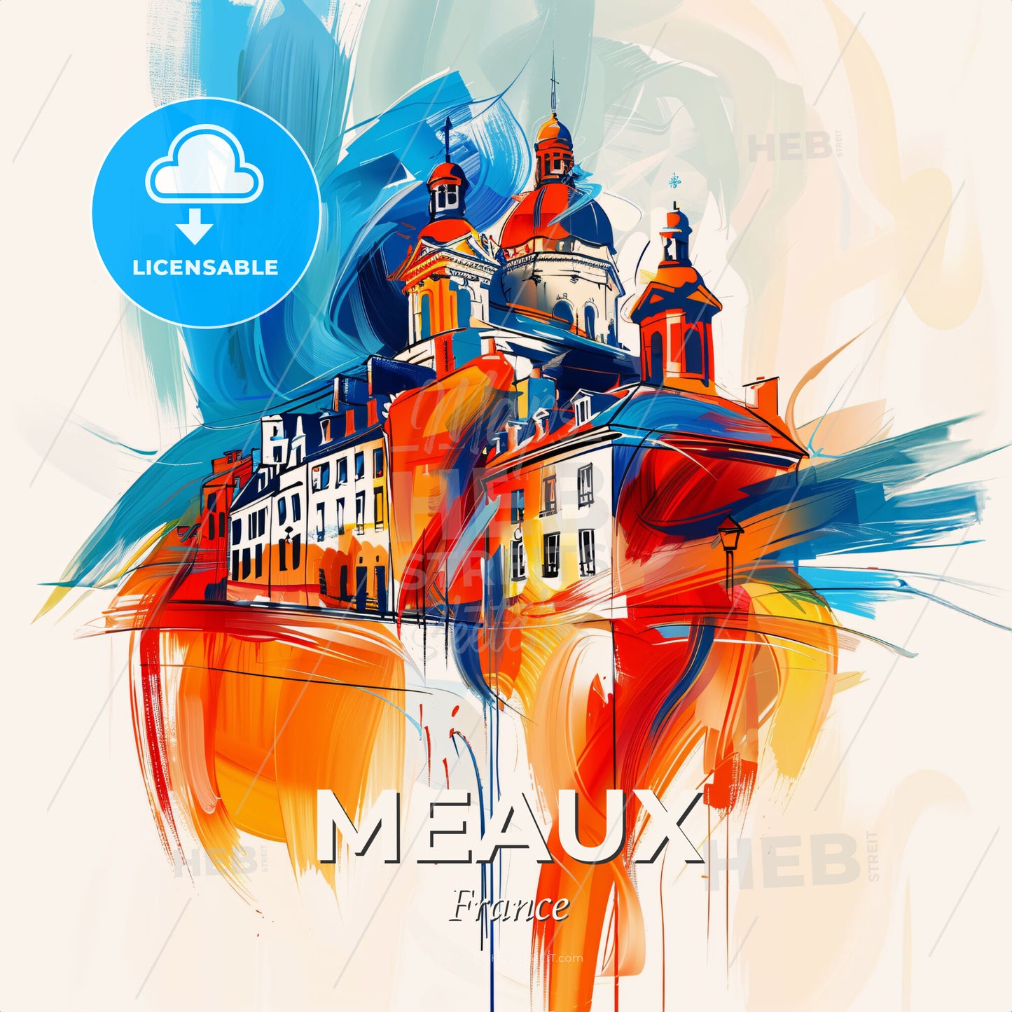 Vibrant Meaux, France - A Painting Of A Building - Square format print template