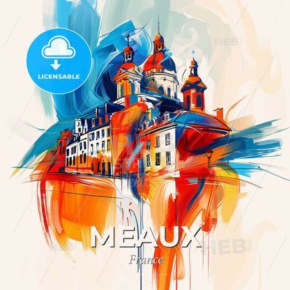Vibrant Meaux, France - A Painting Of A Building - Square format print template
